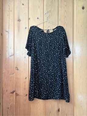 Anthropologie Black Mini Dress with White Dot Print